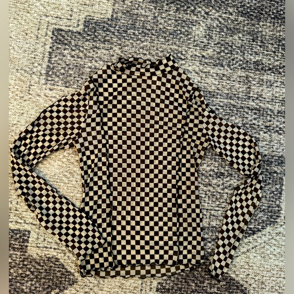 Daytrip Sheer checkered top Small